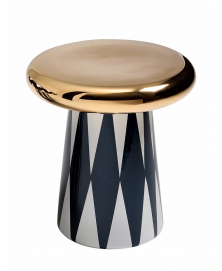 JAIME HAYON T-TABLE, BLACK AND WHITE DIAMOND PATTERN AND GOLD TOP
