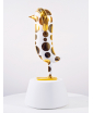 GOLD POLKA DOT HOPEBIRD SCULPTURE  - side view