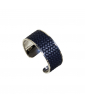 Navy Blue Woven Leather Napkin Ring