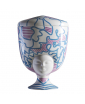 LOUISE Ceramic vase by Pepa Reverter, California Edition. pastel blue & pink pattern on white