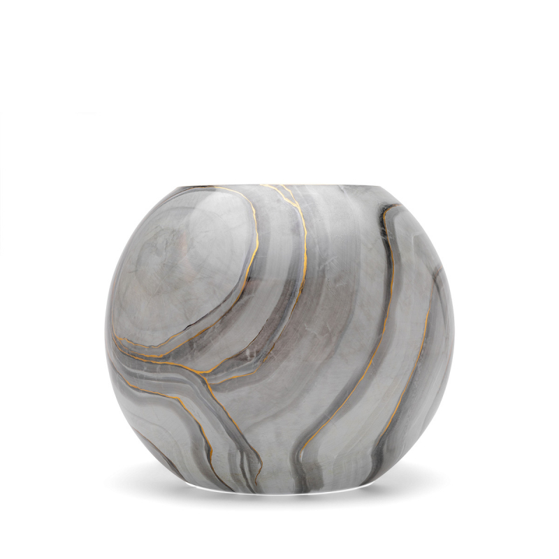 MARMO SPHERE VASE WITH GOLDEN RIM