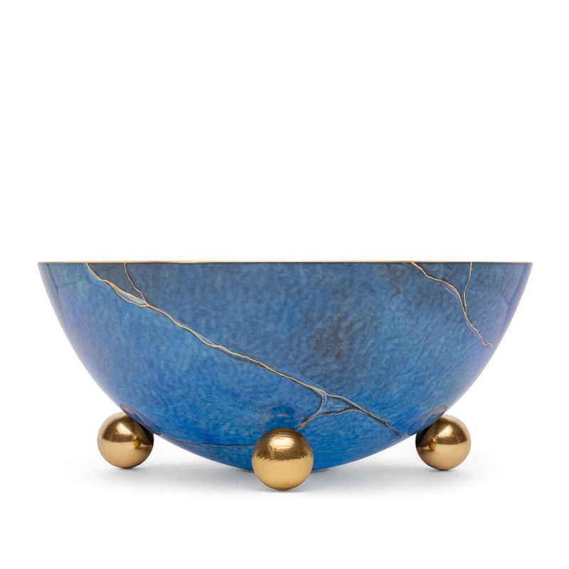MARMO ROUND BOWL WITH GOLDEN BALL STANDS MARMO ROUND BOWL WITH GOLDEN BALL STANDS
