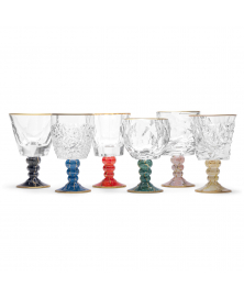 SET OF SIX MARMO ASSORTED GOBLETS WITH GOLDEN RIM