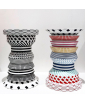 TWO REGINA SIDE TABLES - IN BLACK AND WHITE AND MULTICOLOR 