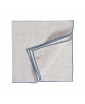 Set of 4 White Linen Napkins with Blue Hem