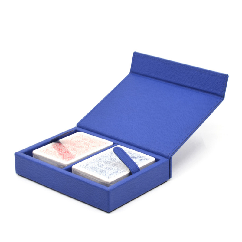 PINETTI COBALT BLUE LEATHER PLAYING CARDS HOLDER
