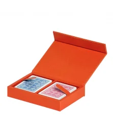 PINETTI LUXURY ORANGE LEATHER PLAYING CARDS HOLDER