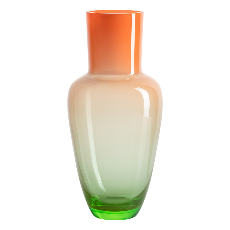 Orange & Green Glass Vase by Frantisek Jungvirt, Garden Spring Collection, Limited Edition