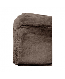 Set of 5 brown linen hand towels by Once Milano