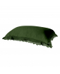 True green linen pillowcase with macrame finish