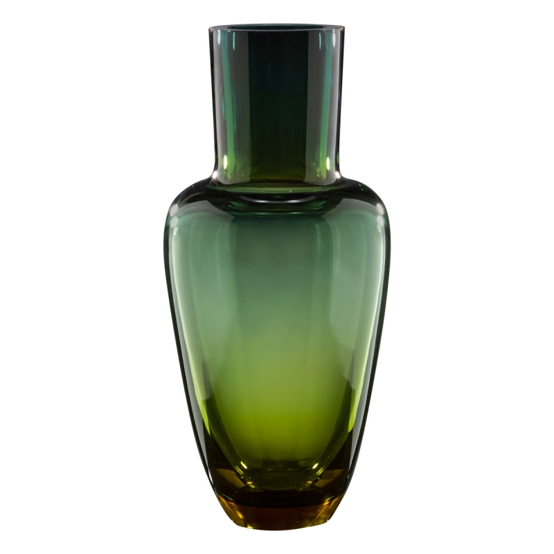 DARK Green Gradient Glass Vase by Frantisek Jungvirt, GARDEN MIDNIGHT Collection