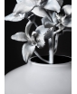 White COCO Glass Vase with flowers. Close up.
