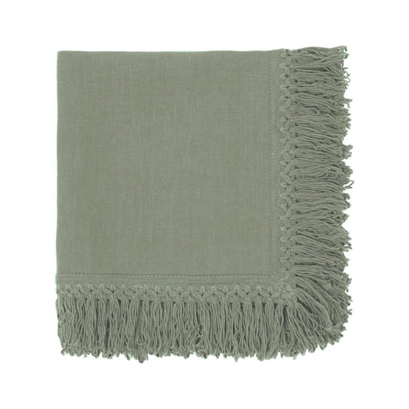 MInt Green Linen Napkin with Long Fringes