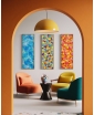 Three paintings next to each other on the wall. Oil on Canvas by Alex Doll. Lifestyle Visualisation Vertical.