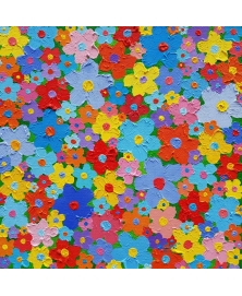 FLOWERS IN SQUARE OIL CANVAS BY ALEX DOLL