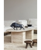 Black Porcelain Bull sculpture by Lladro on the coffee table. Staged photo.