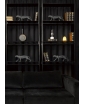 4 black matt origami panthers on the shelves. staged photo