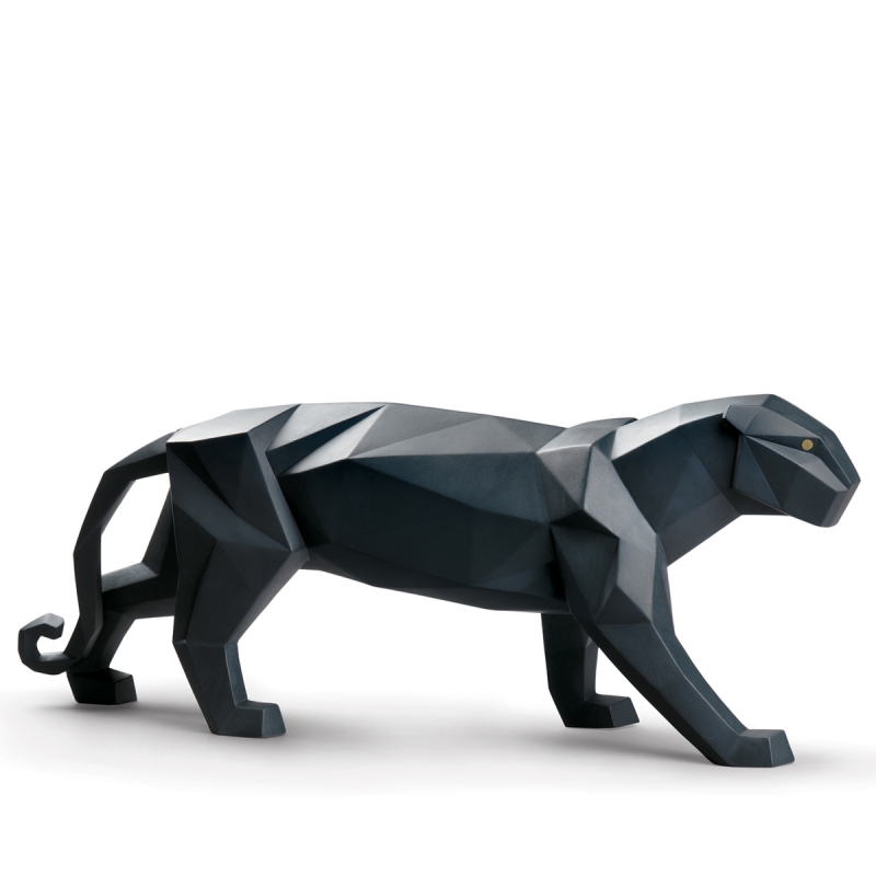 BLACK MATT PANTHER SCULPTURE FROM LLADRO's ORIGAMI COLLECTION