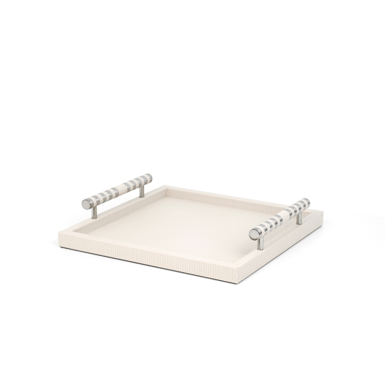 OFF-WHITE WOVEN LEATHER SATURNO TRAY