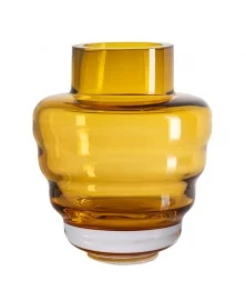GOLDEN AMBER WAVY GLASS VASE BY FRANTISEK JUNGVIRT