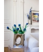 KARAVA VASE With Blue Tulips. Staged photo.