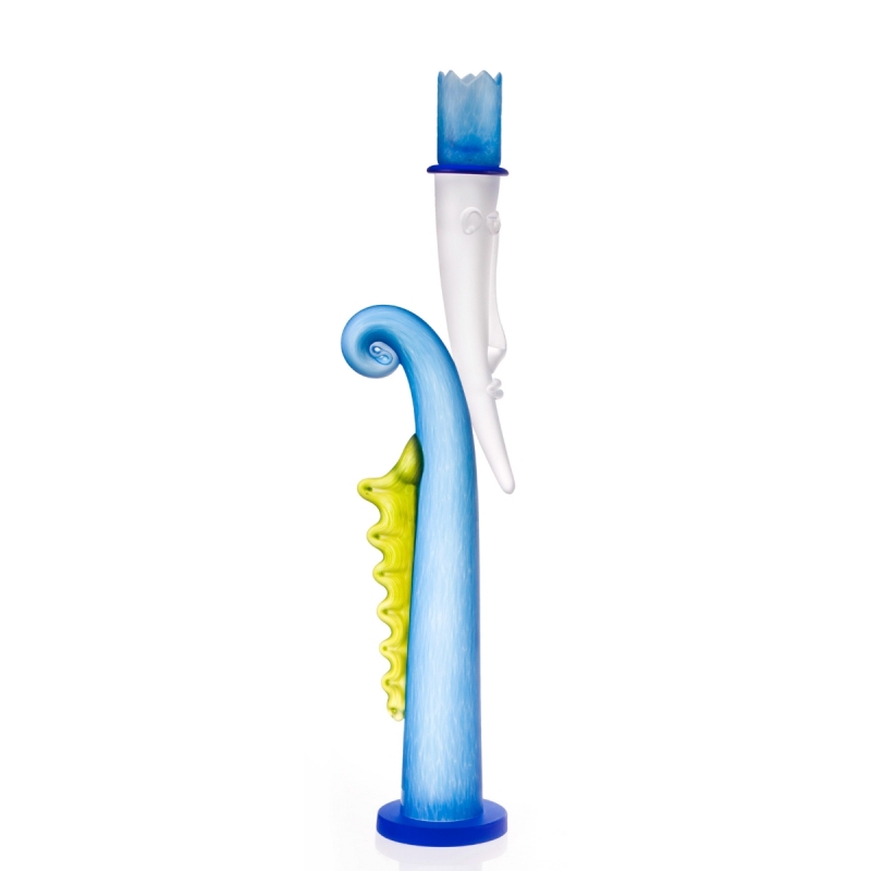 Borowski King Glass Candlestick in Light Blue