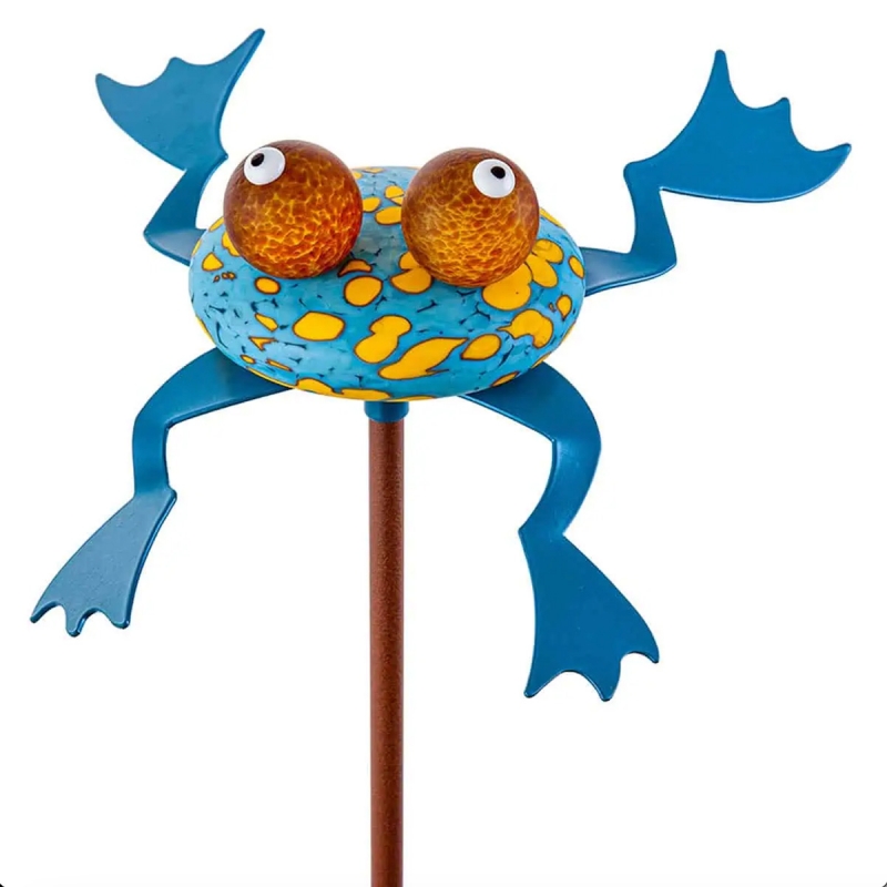 BLUE HOPKINS GARDEN FROG DECOR. BOROWSKI GLASS.