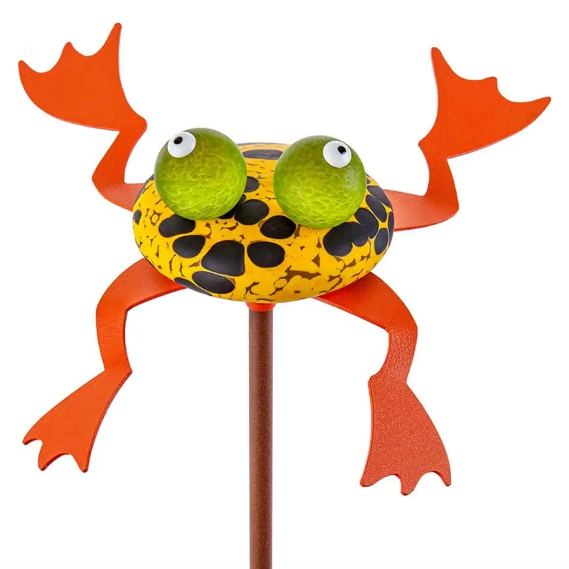 ORANGE HOPKINS GARDEN FROG DECOR. BOROWSKI GLASS.