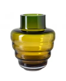 AMBER-GREEN WAVY VASE BY FRANTISEK JUNGVIRT