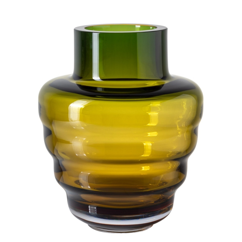 AMBER-GREEN WAVY VASE BY FRANTISEK JUNGVIRT
