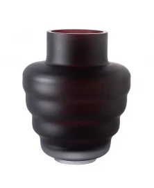 DARK RUBY MATTE WAVY GLASS VASE BY FRANTISEK JUNGVIRT