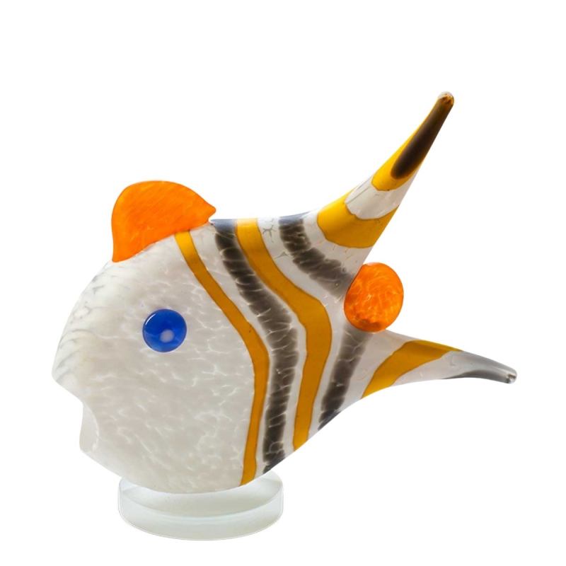 WHITE ANGELFISH SMALL GLASS OBJECT. BOROWSKI GLASS.