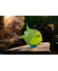 The Lime Green Angelfish Glass Sculpture by Borowski Glass displayed on a wooden table.