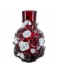 OPULENT RUBY RED VASE WITH WHITE FLOWERS BY LUKAS JABUREK