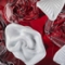 OPULENT RUBY RED VASE WHITE FLOWERS