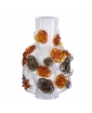 OPULENT WHITE GLASS VASE WITH AMBER FLOWERS BY LUKAS JABUREK