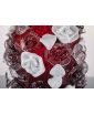 OPULENT RUBY RED VASE WITH WHITE FLOWERS - CLOSE UP