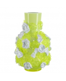 OPULENT NEON GREEN VASE WITH WHITE FLOWERS BY LUKAS JABUREK