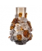 OPULENT WHITE GLASS VASE WITH AMBER FLOWERS BY LUKAS JABUREK