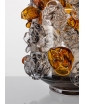 OPULENT WHITE GLASS VASE WITH AMBER FLOWERS - CLOSE UP
