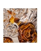 smoke gray with amber flowers in transparent glass - swatch