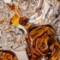 OPULENT SMOKE GLASS VASE WITH AMBER FLOWERS