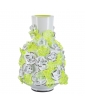 OPULENT OPAL WHITE VASE WITH NEON GREEN FLOWERS