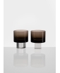 TWO CUBE WHISKY GLASSES IN SMOKE FINISH.