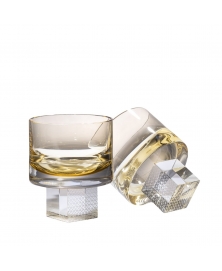 SET OF TWO CUBE WHISKY GLASSES, LUXE GOLD EDITION