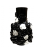 OPULENT BLACK GLASS VASE WITH WHITE FLOWERS