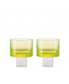 SET OF TWO CUBE WHISKY GLASSES IN URANIUM