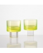 SET OF TWO CUBE WHISKY GLASSES IN URANIUM