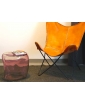 ISOLA GLASS SIDE TABLE IN ROSE AMETHYST. STAGED PHOTO