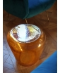 ISOLA GLASS SIDE TABLE IN GOLDEN TOPAZ. Staged image.